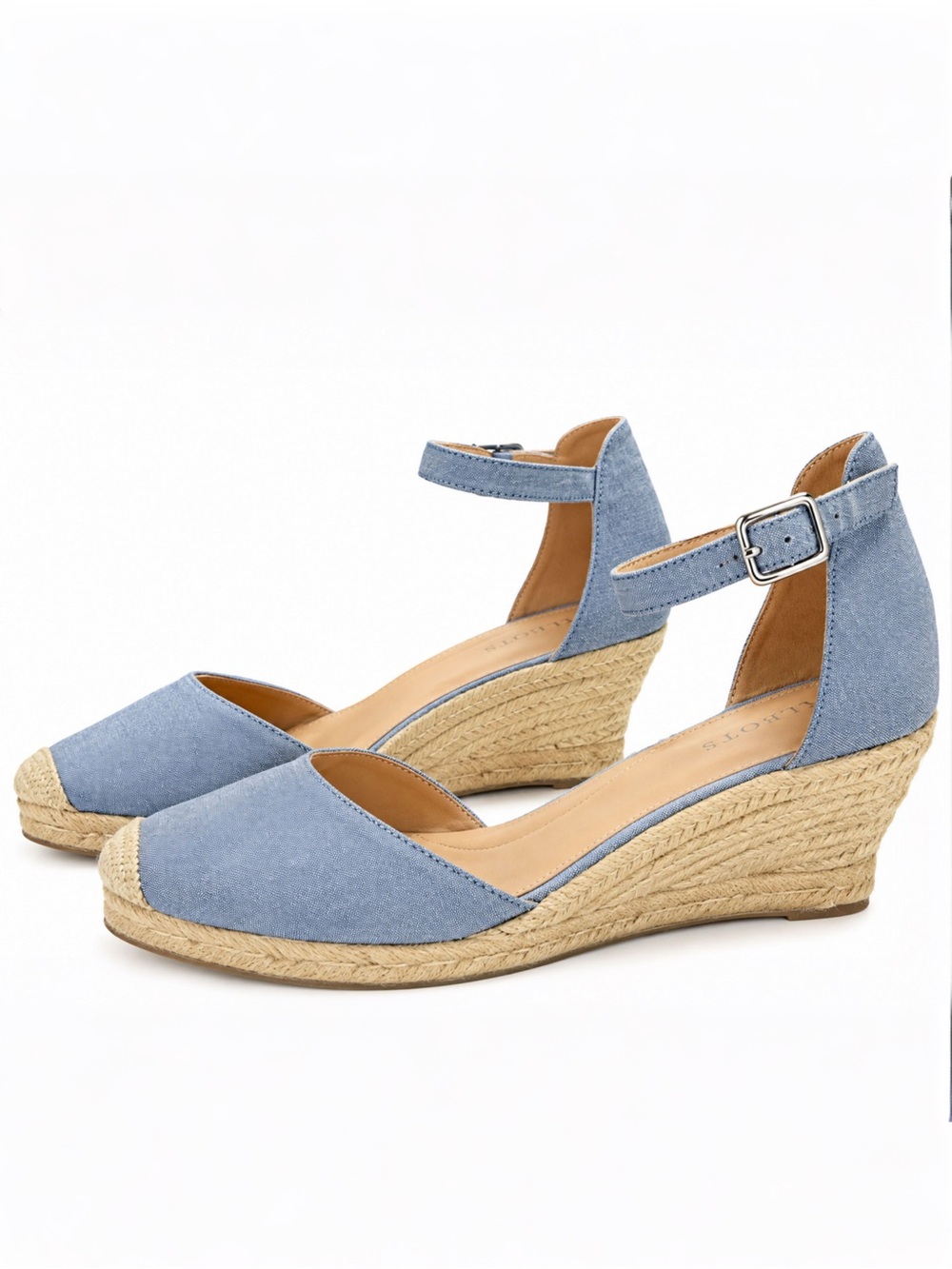 Talbots Espadrille Wedges Straps Size 8.5 M Denim Blue